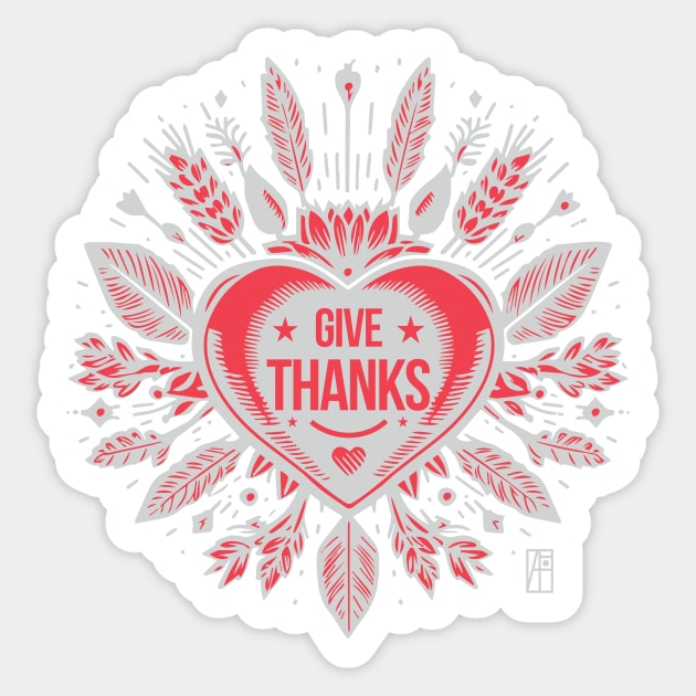 Give thanks, Red Heart for you - I LOVE YOU - Happy Thanksgiving Sticker by ArtProjectShop